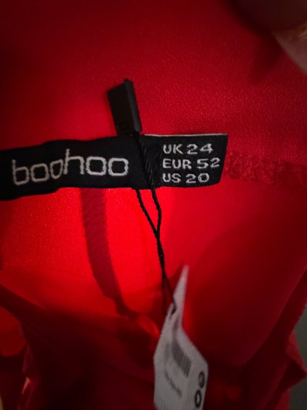 Red Maxi Dress With Shoulder Ties & V-Neck By Boohoo Size US 20 UK 24 EU 52 NWT - Picture 5 of 5
